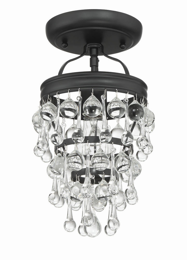 Crystorama Calypso 1 Light Matte Black Semi Flush Mount