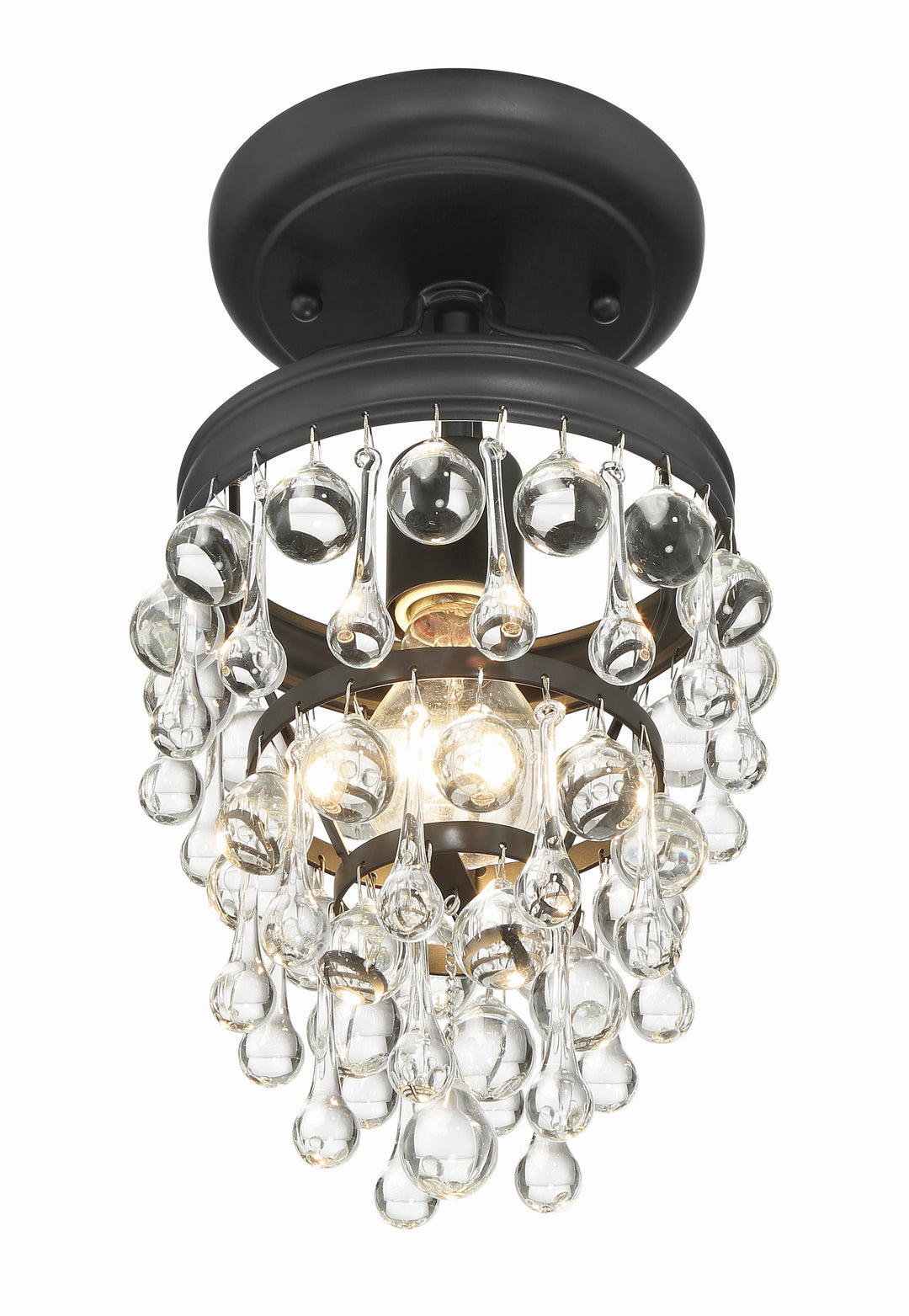 Crystorama Calypso 1 Light Matte Black Semi Flush Mount