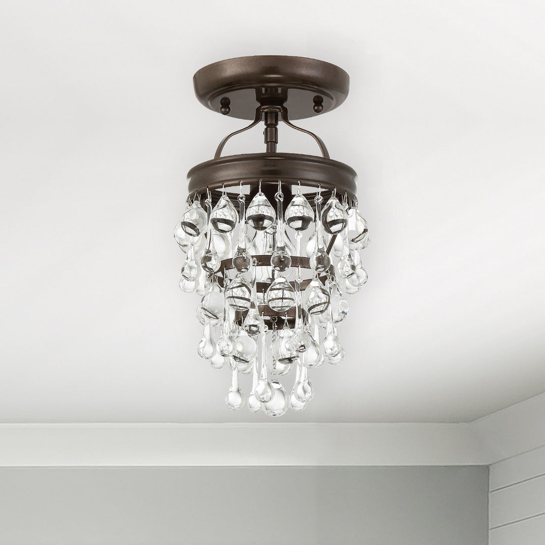 Crystorama Calypso 1 Light Matte Black Semi Flush Mount