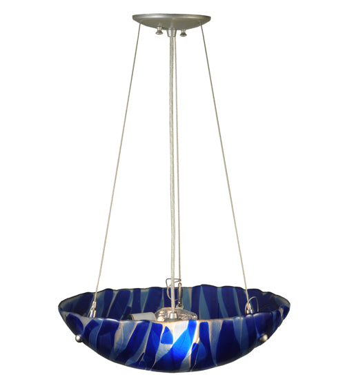 16" Wide Metro Fusion Azul Glass Inverted Pendant