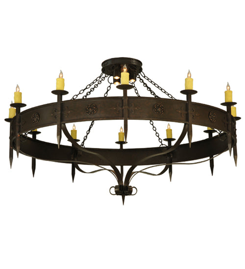 72" Wide Warwick 12 Lt W/Downlights Chandelier