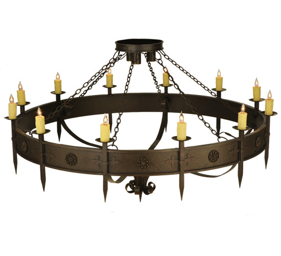 72" Wide Warwick 12 Lt W/Downlights Chandelier