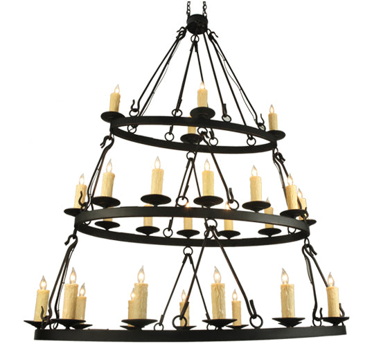 60"L Kenosha 28 Lt Three Tier Oblong Chandelier