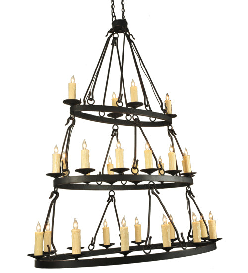 60"L Kenosha 28 Lt Three Tier Oblong Chandelier