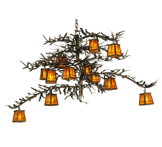 54" Wide Pine Branch Valley View 12 Light Chandelier