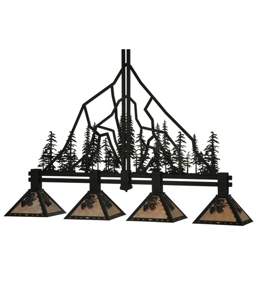 60" Long Tall Pines 4 Light Island Pendant