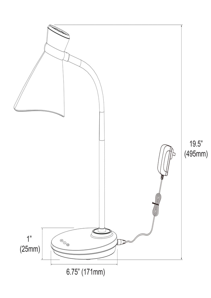 Dainolite 6W LED Desk Lamp, Black Finish