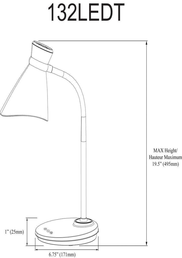 Dainolite 6W LED Desk Lamp, Black Finish