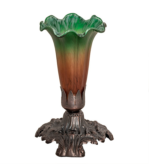 7" High Amber/Green Tiffany Pond Lily Victorian Mini Lamp