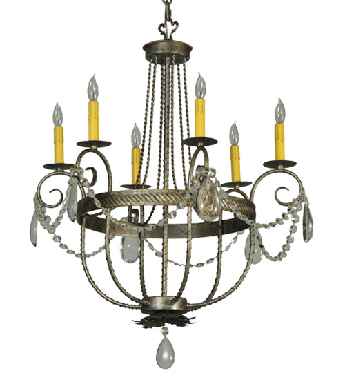 28.5"W Antonia 6 Lt Crystal Chandelier