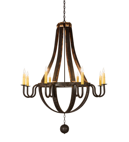 48" Wide Barrel Stave Madera 8 Lt Chandelier