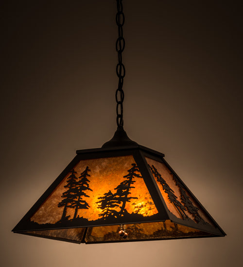 16" Square Tall Pines Pendant