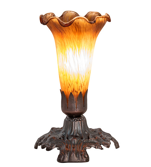 7" High Amber Pond Lily Victorian Mini Lamp