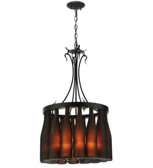 18"W Tuscan Vineyard Villa 16 Wine Bottle Chandelier