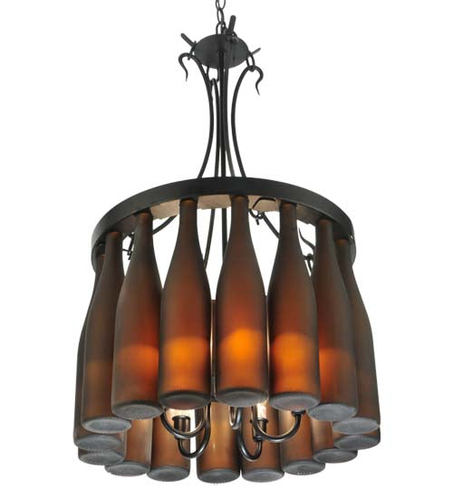 18"W Tuscan Vineyard Villa 16 Wine Bottle Chandelier