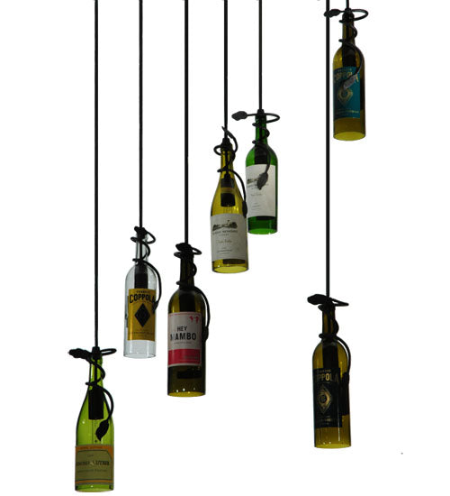 30"W Tuscan Vineyard Personalized 7 Wine Bottle Cascading Pendant