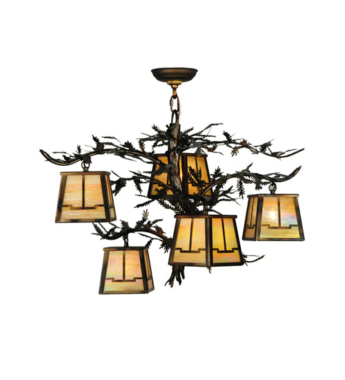 29"W Pine Branch Valley View 5 Lt Chandelier