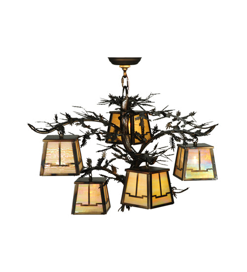 29"W Pine Branch Valley View 5 Lt Chandelier