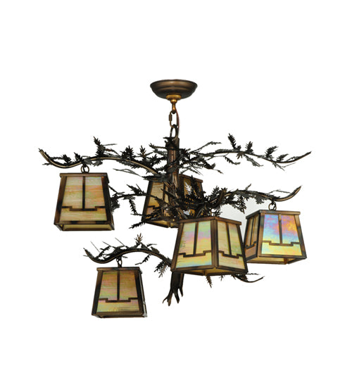 29"W Pine Branch Valley View 5 Lt Chandelier