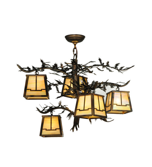 29"W Pine Branch Valley View 5 Lt Chandelier