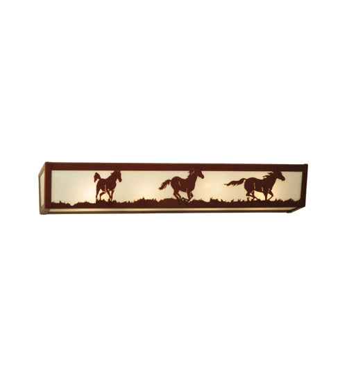 30" Wide Running Horses Vanity Light