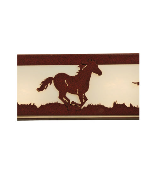 30" Wide Running Horses Vanity Light