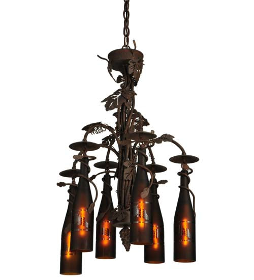 20"W Tuscan Vineyard 6 Wine Bottle Chandelier