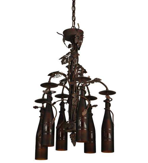 20"W Tuscan Vineyard 6 Wine Bottle Chandelier