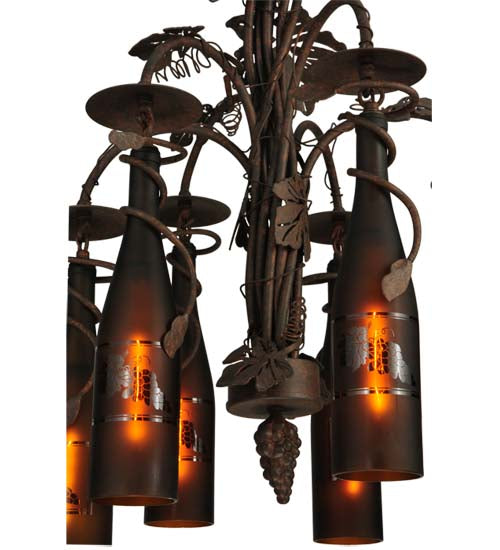 20"W Tuscan Vineyard 6 Wine Bottle Chandelier