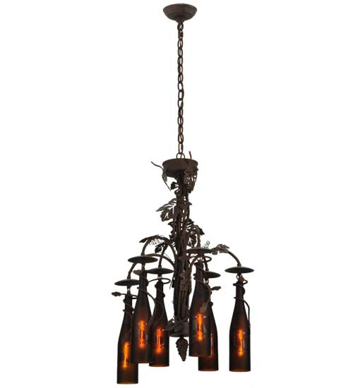 20"W Tuscan Vineyard 6 Wine Bottle Chandelier