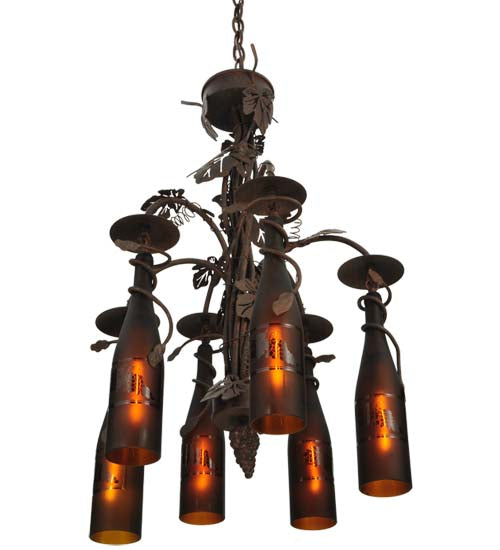 20"W Tuscan Vineyard 6 Wine Bottle Chandelier