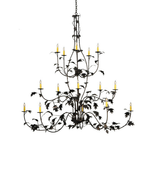 72" Wide Oak Leaf 15 Light Chandelier