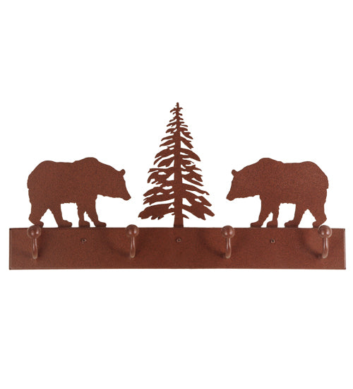 24"L Bear On The Loose 4 Hooks Coat Rack