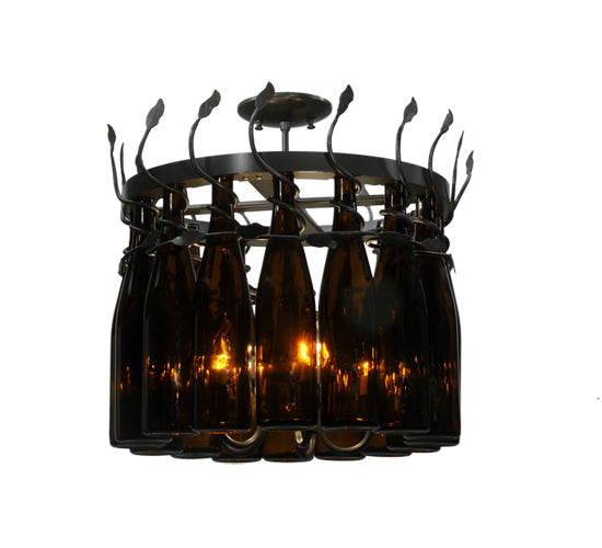 20.75" Wide Tuscan Vineyard Estate 16 Wine Bottle Chandelier