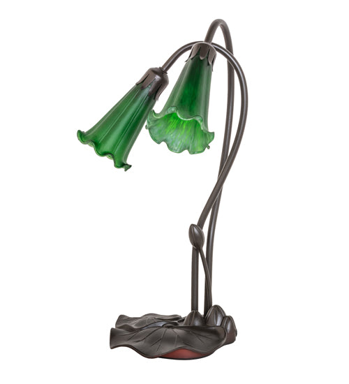 16" High Green Tiffany Pond Lily 2 Light Accent Lamp