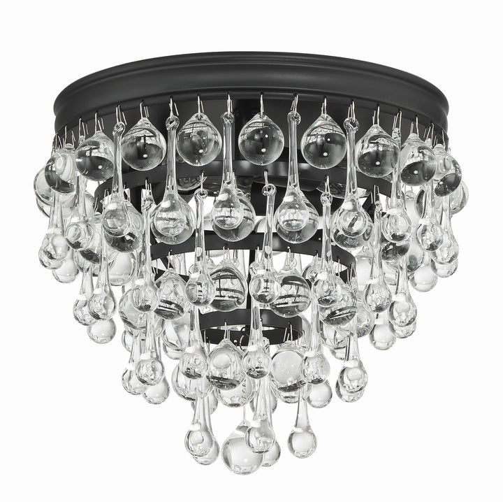 Crystorama Calypso 3 Light Matte Black Flush Mount