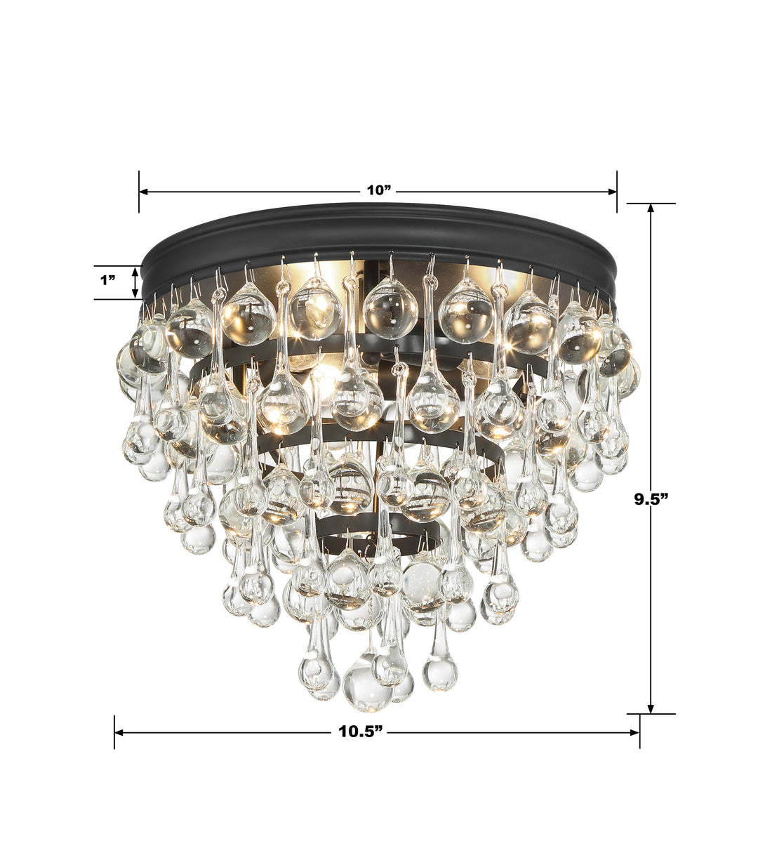 Crystorama Calypso 3 Light Matte Black Flush Mount