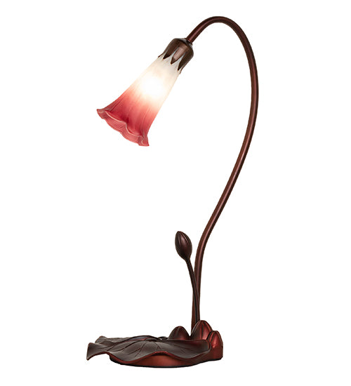 16" High Pink/White Tiffany Pond Lily Accent Lamp