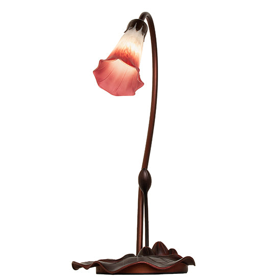 16" High Pink/White Tiffany Pond Lily Accent Lamp