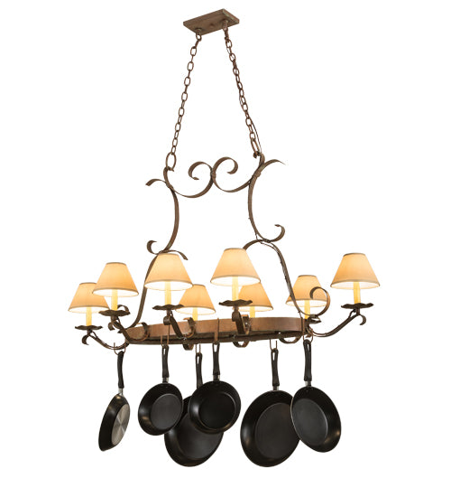 54" Long Laramie 8 Light Pot Rack