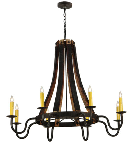 50"W Barrel Stave Madera 8 Lt Chandelier