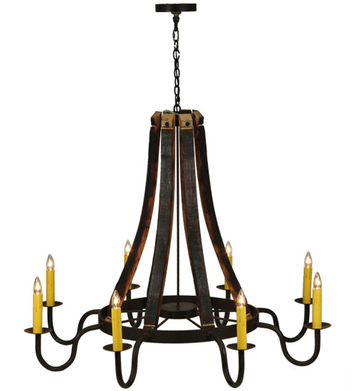 50"W Barrel Stave Madera 8 Lt Chandelier