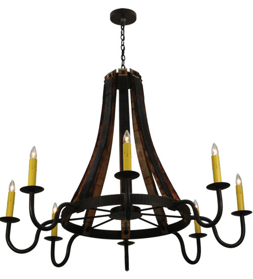 50"W Barrel Stave Madera 8 Lt Chandelier