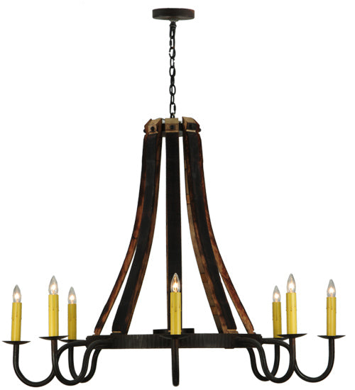 50"W Barrel Stave Madera 8 Lt Chandelier