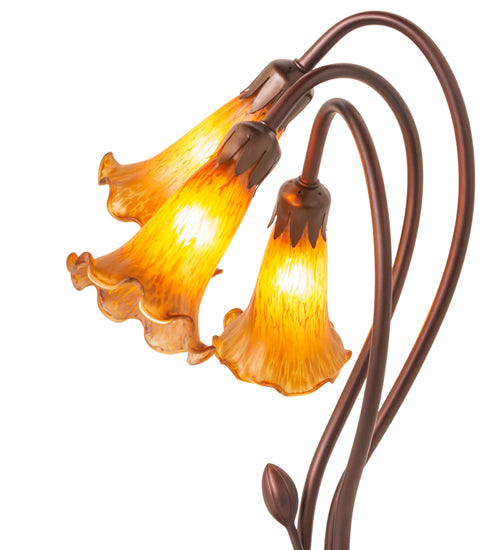 16" High Amber Tiffany Pond Lily 3 Light Accent Lamp