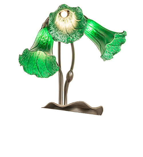 16" High Green Tiffany Pond Lily 3 Light Accent Lamp