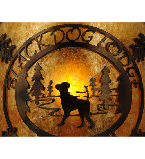 12"W Personalized Black Dog Lodge Wall Sconce