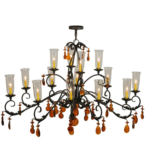 62" Long Windsor 14 Light Oblong Chandelier