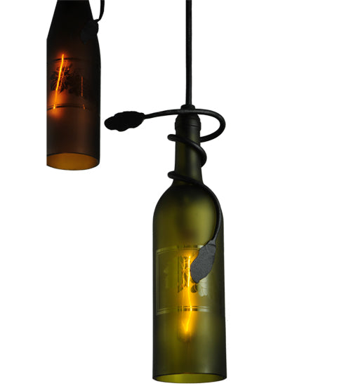 18"W Tuscan Vineyard Multi-Color 3 Wine Bottle Cascading Pendant