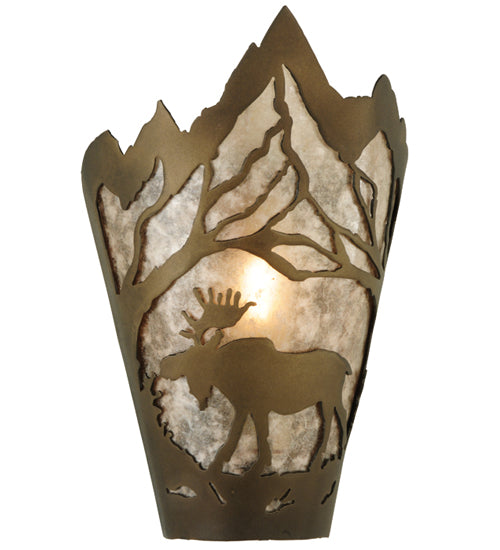 8"W Moose At Dawn Left Wall Sconce